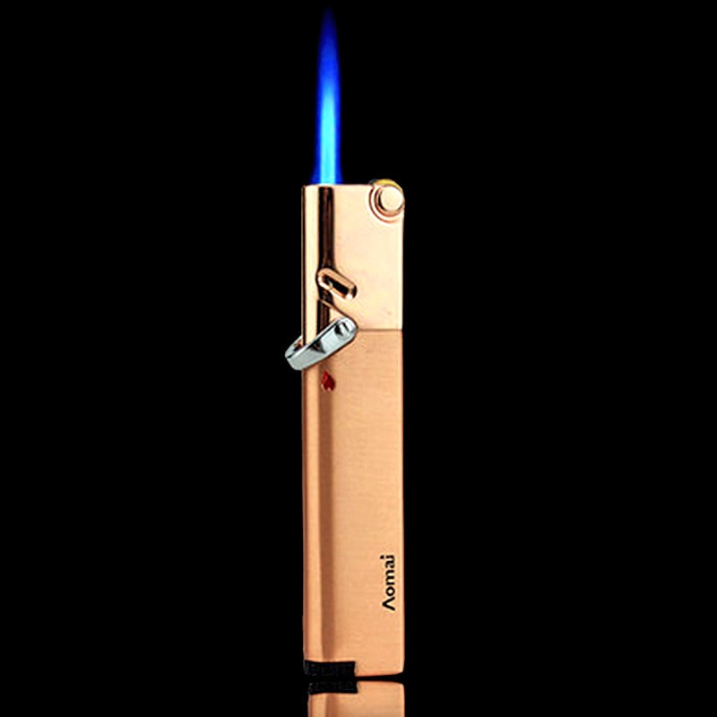 Thin Metal Torch Turbo Lighter Blue Flame